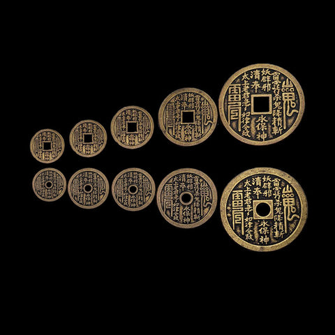 Brass Bagua Mountain Ghost Coin Pendant: Feng Shui Home Safety Amulet