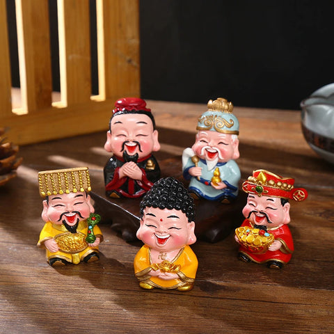 Resin God of Wealth Mascot Ornaments Home/Room/Car Decoration Feng Shui Fortune God Statue Office Accessories Crafts