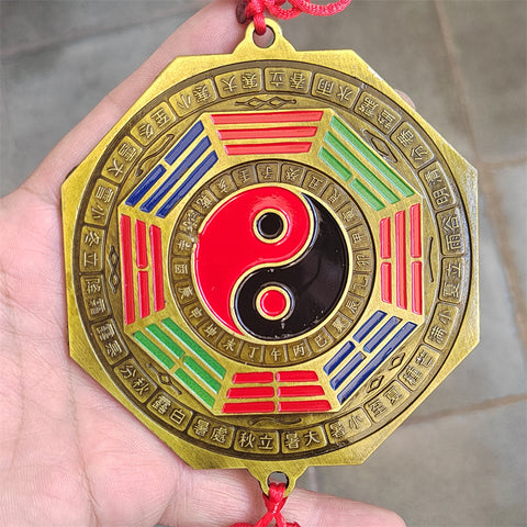 Colored Alloy Bagua Mirror Pendant: 24 Solar Terms, 12 Zodiac Signs, Taiji Yin-Yang Design for Enhanced Harmony