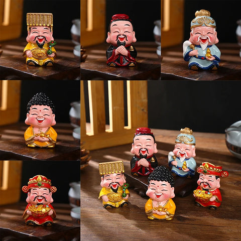 Resin God of Wealth Mascot Ornaments Home/Room/Car Decoration Feng Shui Fortune God Statue Office Accessories Crafts