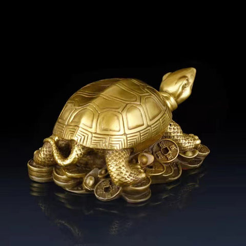 Pure Copper Wealth-Attracting Money Turtle: Feng Shui Ornament for Home and Office Prosperity