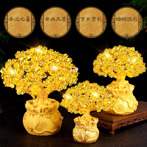 Citrine Wealth Tree: Home Feng Shui Money Tree, Prosperity Decor Ornament