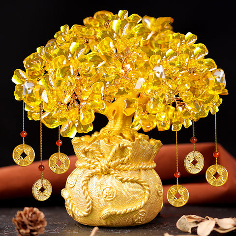 Citrine Wealth Tree: Home Feng Shui Money Tree, Prosperity Decor Ornament