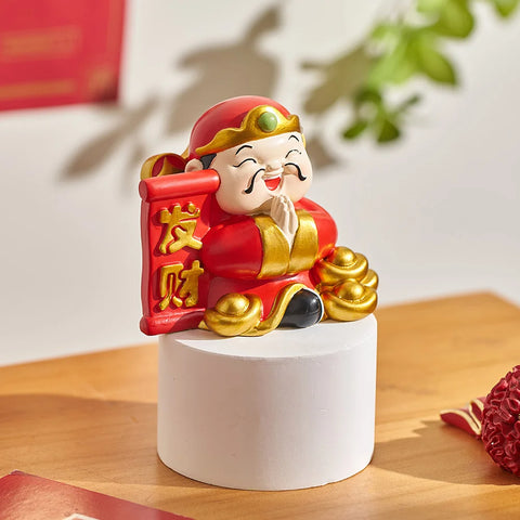 Resin God of Wealth Trinket Creative Car Ornaments Good Luck Home Accessories Figurines Desktop Decoration Gifts