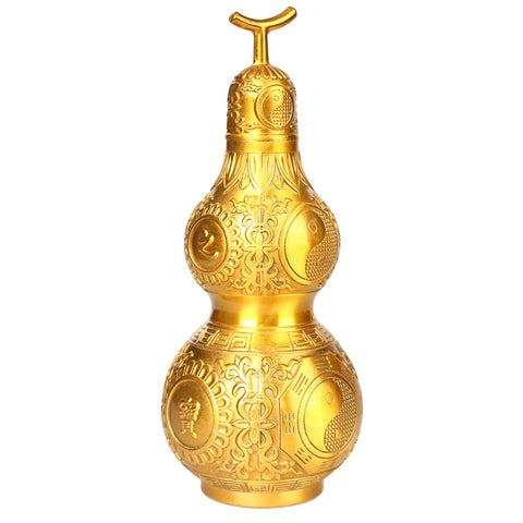 Brass Feng Shui Gourd Ornament: Hollow with Lid, Home Decor Craft, Attracts Peace and Wealth