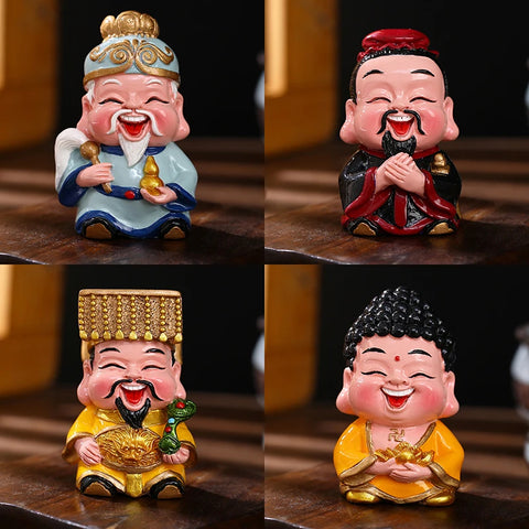 Resin God of Wealth Mascot Ornaments Home/Room/Car Decoration Feng Shui Fortune God Statue Office Accessories Crafts