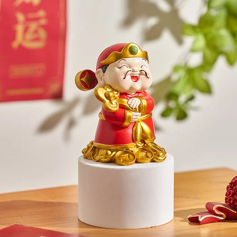 Resin God of Wealth Trinket Creative Car Ornaments Good Luck Home Accessories Figurines Desktop Decoration Gifts