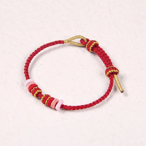 Pulsera de cuerda roja extremadamente fina de 2 mm, cuentas de la suerte para la abuela