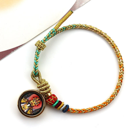 Pulsera de estilo tibetano Tangka multicolor hecha a mano