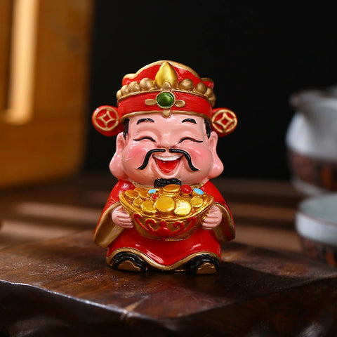 Resin God of Wealth Mascot Ornaments Home/Room/Car Decoration Feng Shui Fortune God Statue Office Accessories Crafts