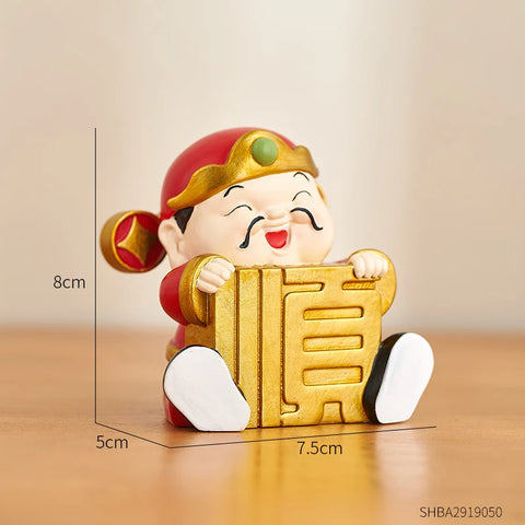 Resin God of Wealth Trinket Creative Car Ornaments Good Luck Home Accessories Figurines Desktop Decoration Gifts