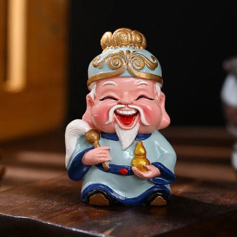 Resin God of Wealth Mascot Ornaments Home/Room/Car Decoration Feng Shui Fortune God Statue Office Accessories Crafts