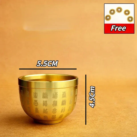 Feng Shui Treasure Bowl Vat Brass Copper Offering Bowl Small Serving Dessert Bowls Wealth Figurine Attract Wealth and Good Luck