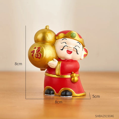 Resin God of Wealth Trinket Creative Car Ornaments Good Luck Home Accessories Figurines Desktop Decoration Gifts