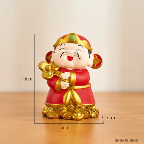 Resin God of Wealth Trinket Creative Car Ornaments Good Luck Home Accessories Figurines Desktop Decoration Gifts