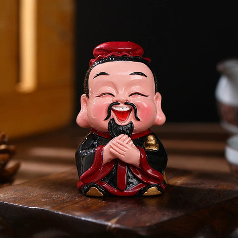 Resin God of Wealth Mascot Ornaments Home/Room/Car Decoration Feng Shui Fortune God Statue Office Accessories Crafts