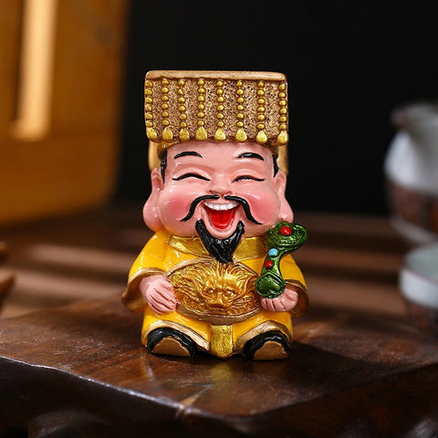 Resin God of Wealth Mascot Ornaments Home/Room/Car Decoration Feng Shui Fortune God Statue Office Accessories Crafts