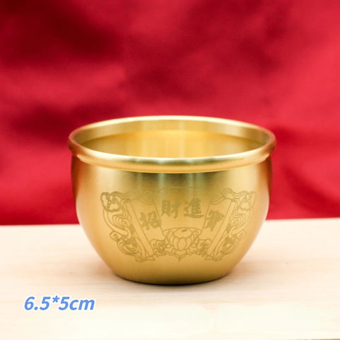 Feng Shui Treasure Bowl Vat Brass Copper Offering Bowl Small Serving Dessert Bowls Wealth Figurine Attract Wealth and Good Luck