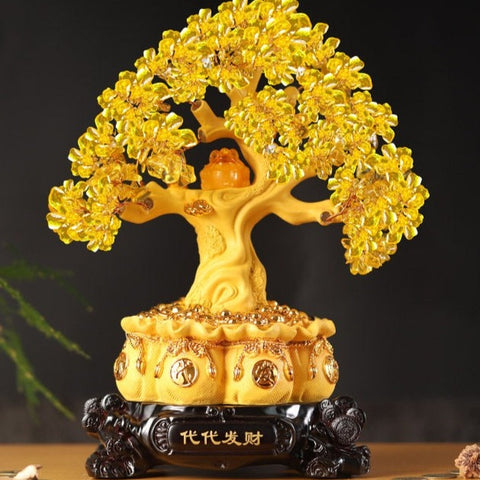 Citrine Wealth Tree: Home Feng Shui Money Tree, Prosperity Decor Ornament