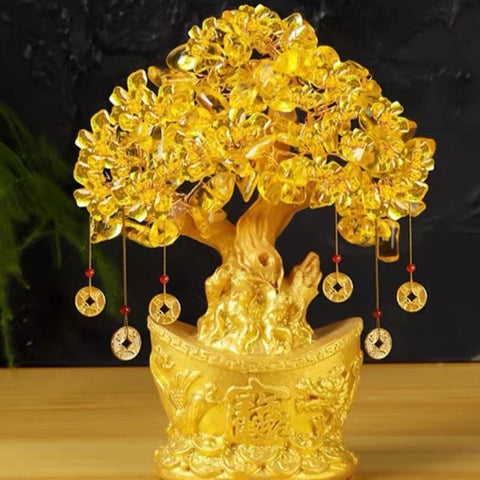 Árbol de riqueza de citrino: árbol de dinero de Feng Shui para el hogar, adorno de decoración de prosperidad