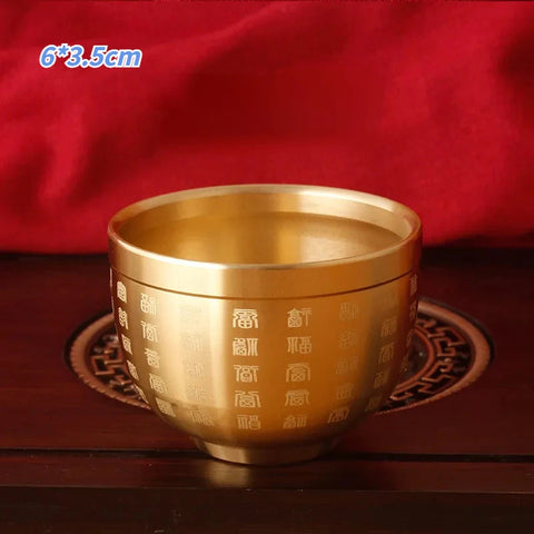 Feng Shui Treasure Bowl Vat Brass Copper Offering Bowl Small Serving Dessert Bowls Wealth Figurine Attract Wealth and Good Luck