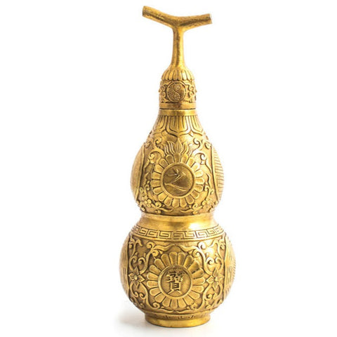 Brass Feng Shui Gourd Ornament: Hollow with Lid, Home Decor Craft, Attracts Peace and Wealth