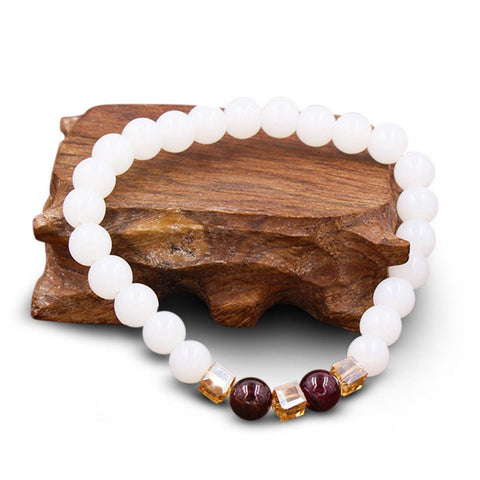 Pulsera de Positividad de Calcedonia Blanca Natural