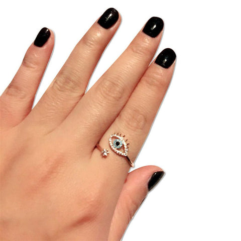 Resizeable Evil Eye Protection Rosegold Ring